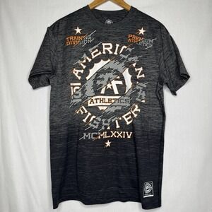 American Fighter By Affliction T-Shirt Tee Men's Size XL gray orange Training